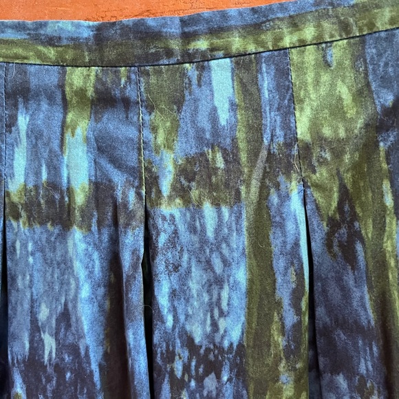 Talbots blue and green cotton pleated skirt 16 NWOT - Picture 3 of 6